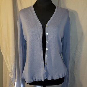 Women's B Moss Tailor Blue Knit Cardigan Sweater Size L
